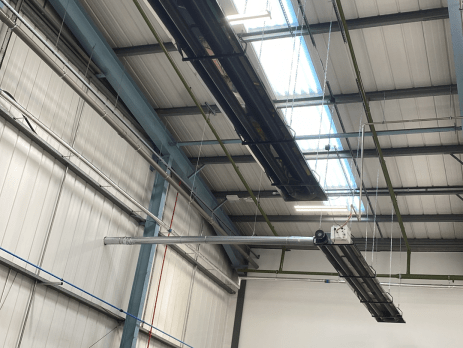 Photo showing a completed radiant tube heating system,